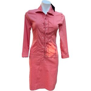 Nathalie Chaize French Designer Coral Lace-Up Shirt Dress EU 36 / US 4 NWT